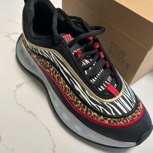 Steve Madden Black and Animal Print Sneakers